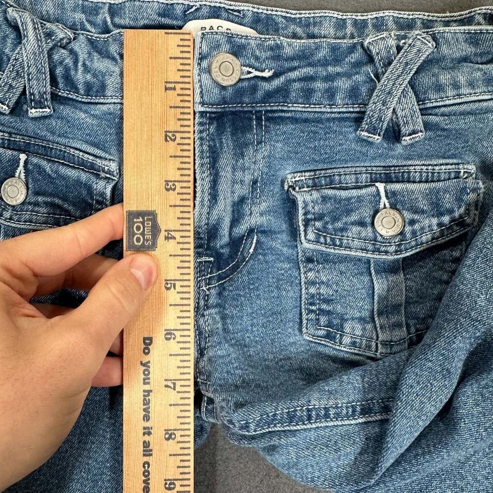 PacSun Jeans Womens 25 Blue Denim Stretch Low Rise Cargo Flare Comfort Classic - Picture 7 of 9